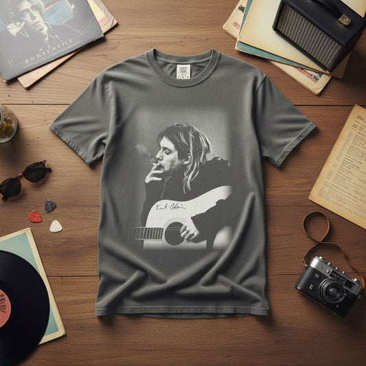 Vintage Kurt Cobain Graphic T Shirt for Nirvana Fans | 90s Grunge Rock Portrait Tee | Unique Gift for Him or Her | Perfect Birthday or Holiday Gift for Music Lovers