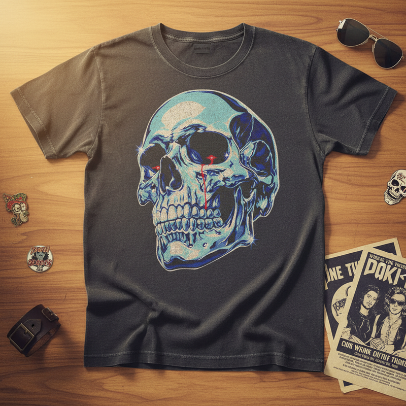 Vintage Chrome Skull Graphic Tee