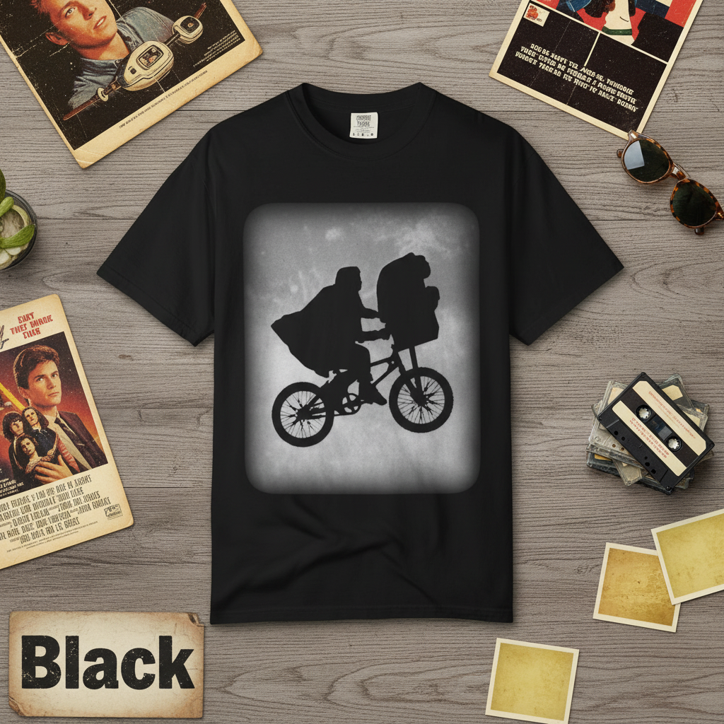 Vintage ET Flying Bike Silhouette Graphic Tee