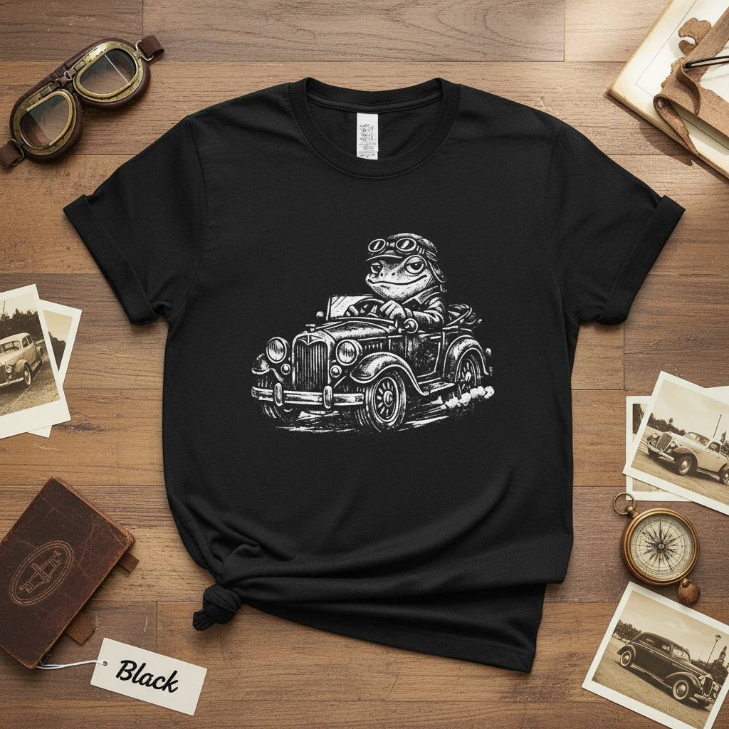 Vintage Frog Driving Graphic Tee