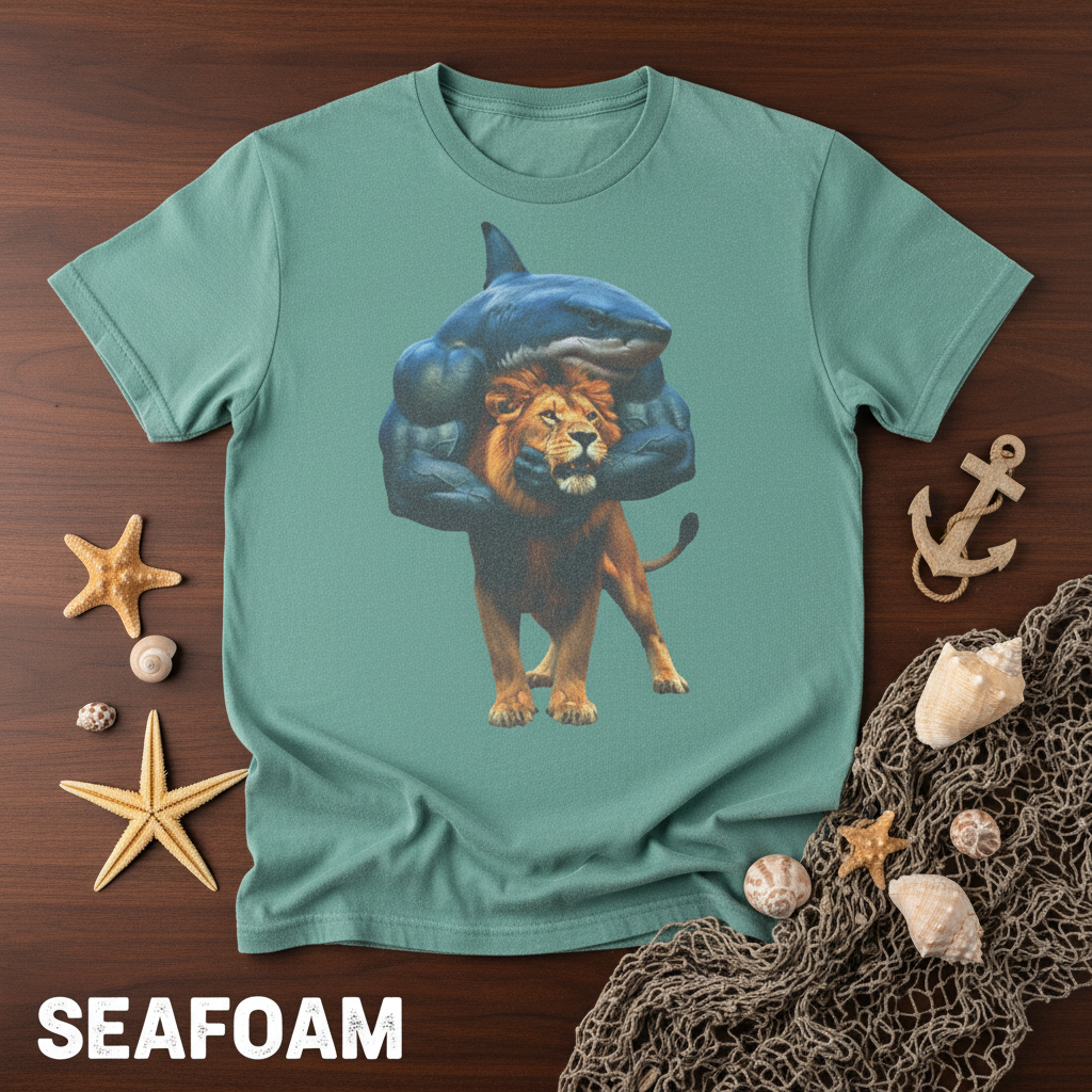 Vintage Shark Wrestling Lion Graphic Tee