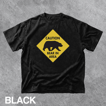 Vintage Bear Warning Sign Graphic Tee
