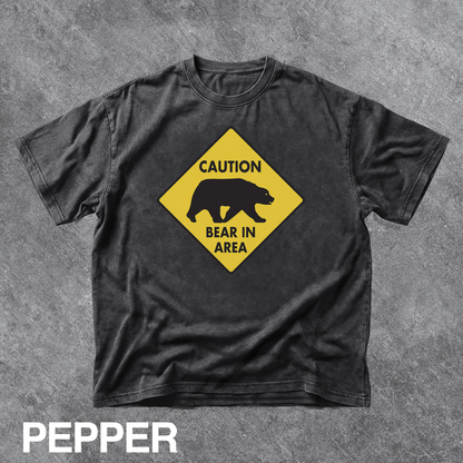 Vintage Bear Warning Sign Graphic Tee
