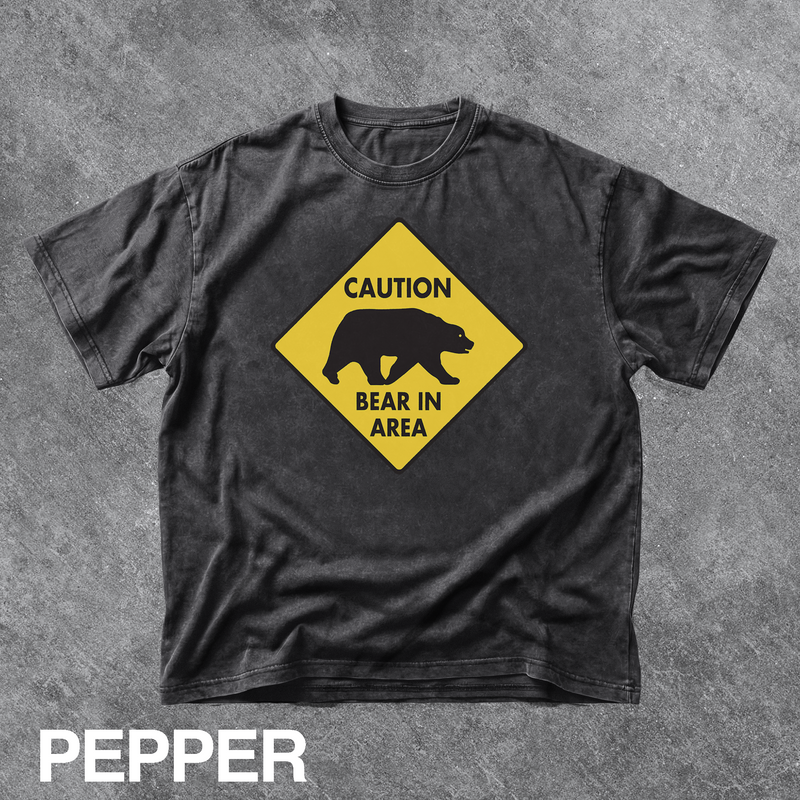 Vintage Bear Warning Sign Graphic Tee